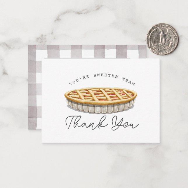 Sweeter than Pie Baby Shower Thank You Note Card (Front/Back In Situ)