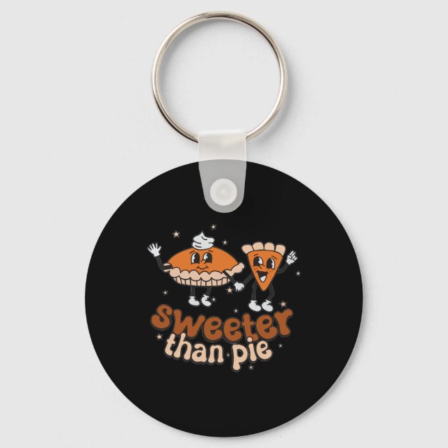 Sweeter Than Pie Fall Vibes Autumn Keychain (Front)
