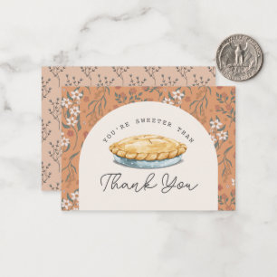 Sweeter than Pie Orange 1st Birthday Thank You Note Card