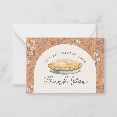 Sweeter than Pie Orange Baby Shower Thank You Note Card