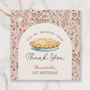 Sweeter than Pie Pink Floral Birthday Thank You Favor Tags