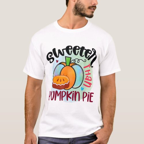 Sweeter Than Pumpkin Pie Kids Thanksgiving Graphic T_Shirt