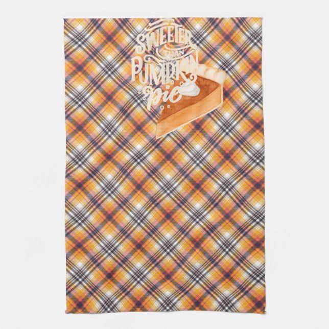 Sweeter Than Pumpkin Pie Kitchen Towel (Vertical)