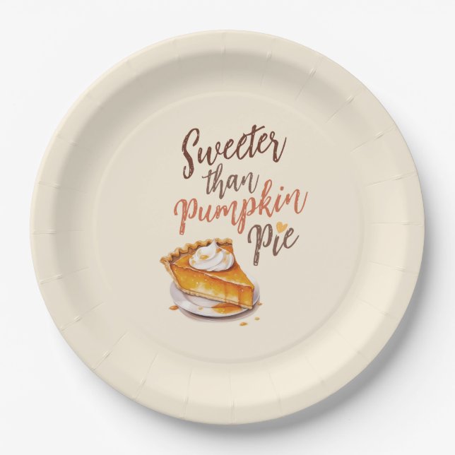 Sweeter than Pumpkin Pie Paper Plates (Front)