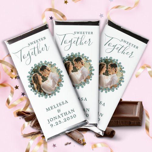 Sweeter Together Eucalyptus Wedding Custom Photo Hershey Bar Favors