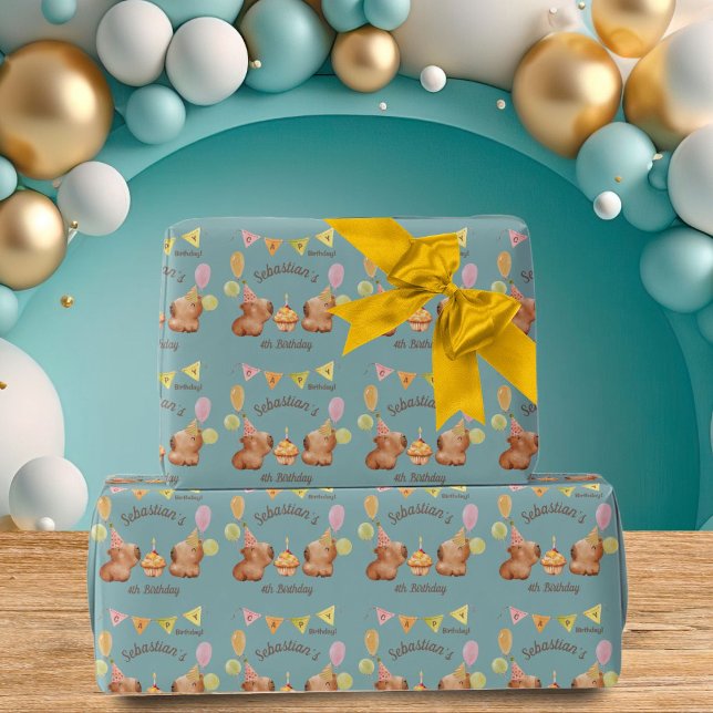 Sweetest Capybara Birthday Party Ever  Wrapping Paper (Creator Uploaded)