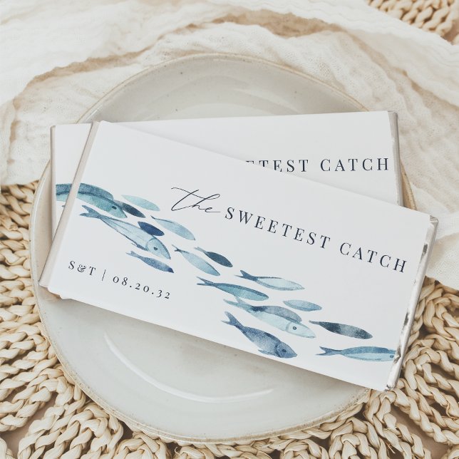 "Sweetest Catch" Coastal Blue Fish Wedding Favor Hershey Bar Favors (Creator Uploaded)