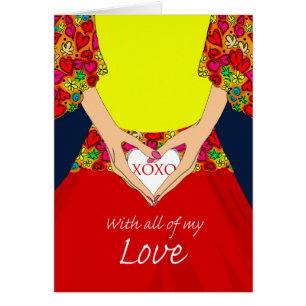 Sweetest Day Woman Holding Heart with XOXO Cards