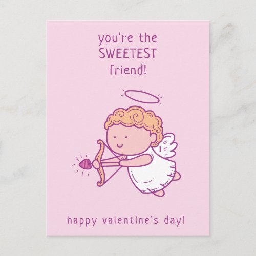 Sweetest Friend _ Cute Cupid Classroom Valentine Postcard