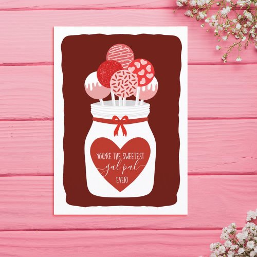 Sweetest Gal Pal Lollipop Galentines Day Greeting Holiday Card