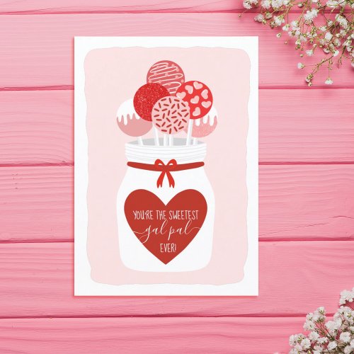 Sweetest Gal Pal Lollipop Galentines Day Greeting Holiday Card