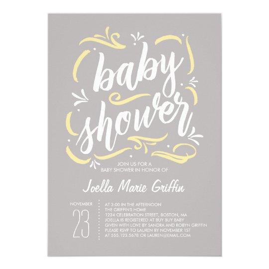 Sweetest Gray and Yellow Baby Shower Invitation