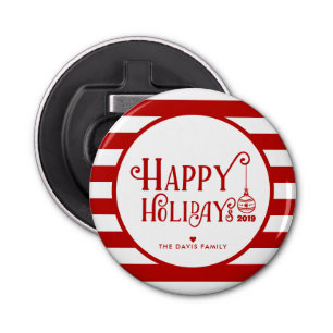 Sweetest Happy Holidays Custom Christmas Favor Bottle Opener
