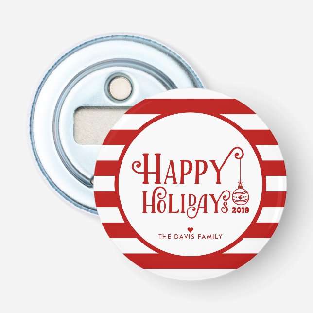 Sweetest Happy Holidays | Custom Christmas Favor Bottle Opener (Front)