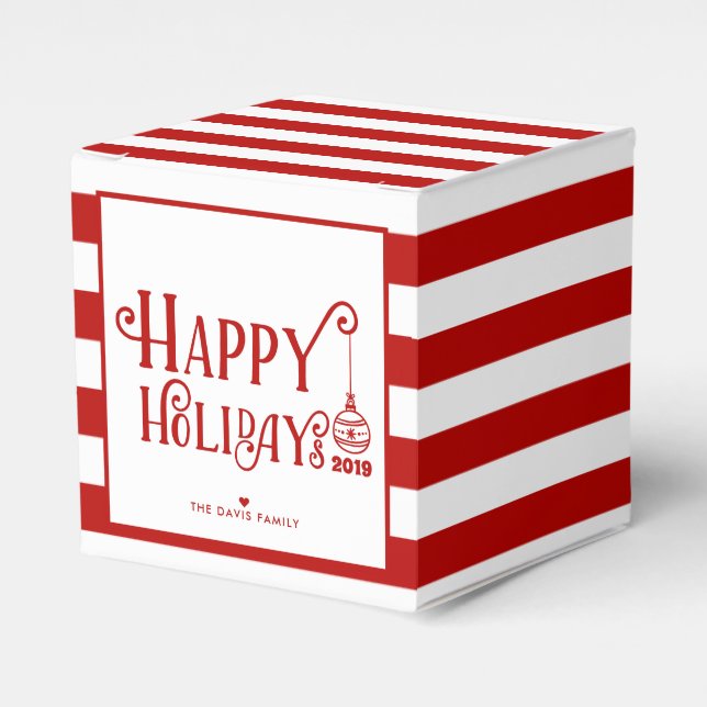Sweetest Happy Holidays | Custom Christmas Favor Boxes (Front Side)