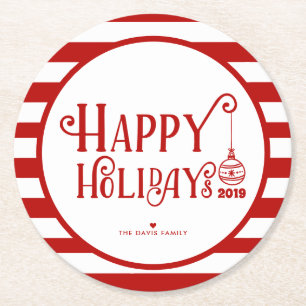 Sweetest Happy Holidays   Custom Christmas Round Paper Coaster