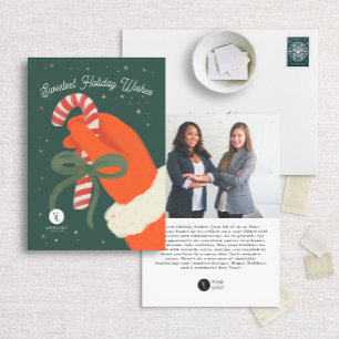Sweetest Holiday Santa Candy Cane Holiday Card