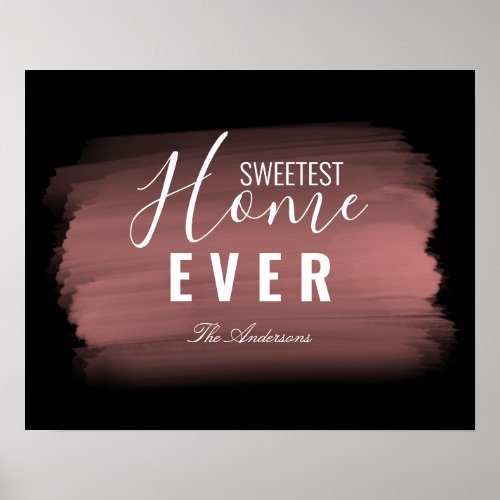 SWEETEST HOME EVER  Rose Gold Brush Typography Poster