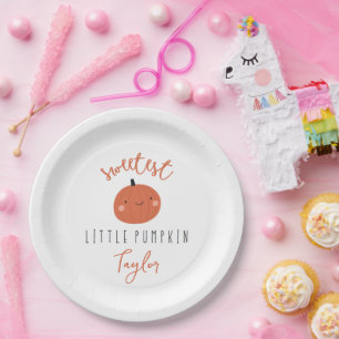 sweetest little pumpkin Custom Name Paper Plates