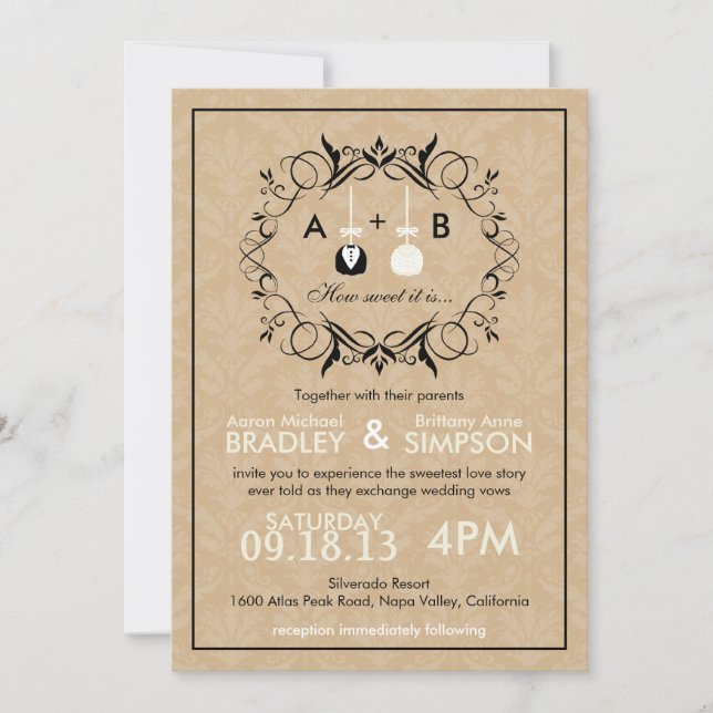 Sweetest Love Cakepop Modern Wedding Invite (Front)