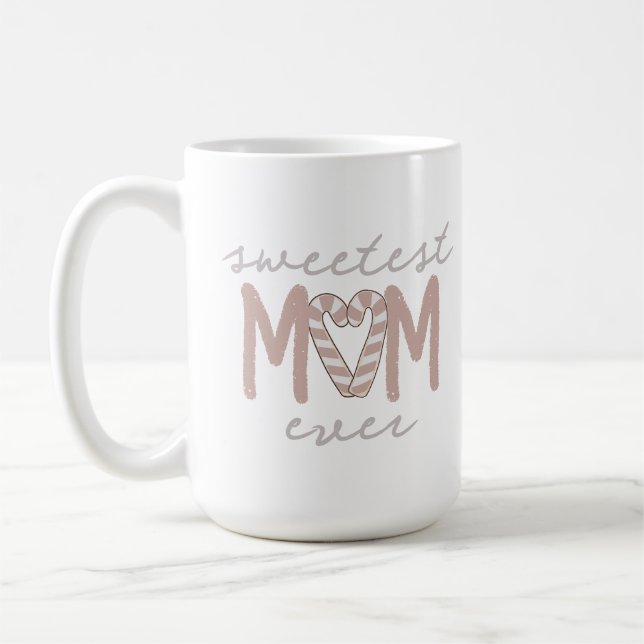 Sweetest Mom Candycane Custom Christmas Coffee Mug (Left)
