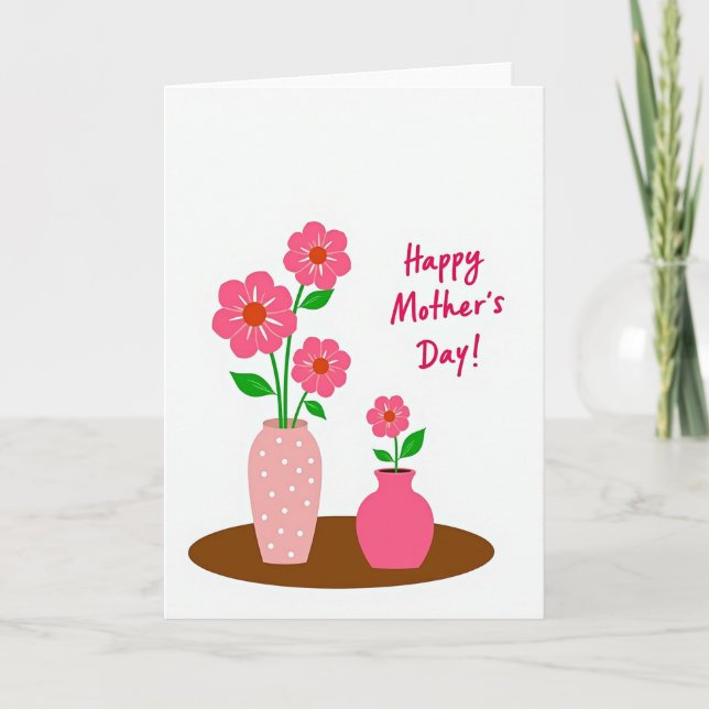 Sweetest Mom Floral Vase Card (Front)