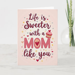 Sweetest Mom Heart Illustration Card