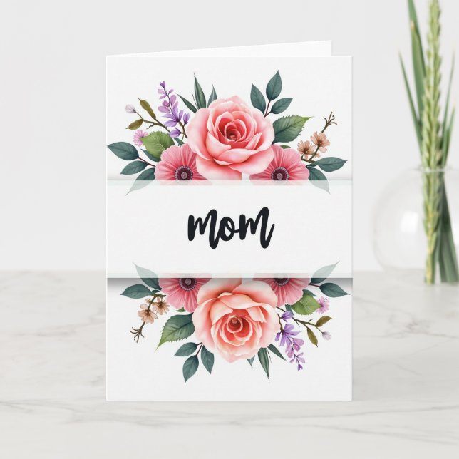 Sweetest Mom Roses Vertical Card (Front)