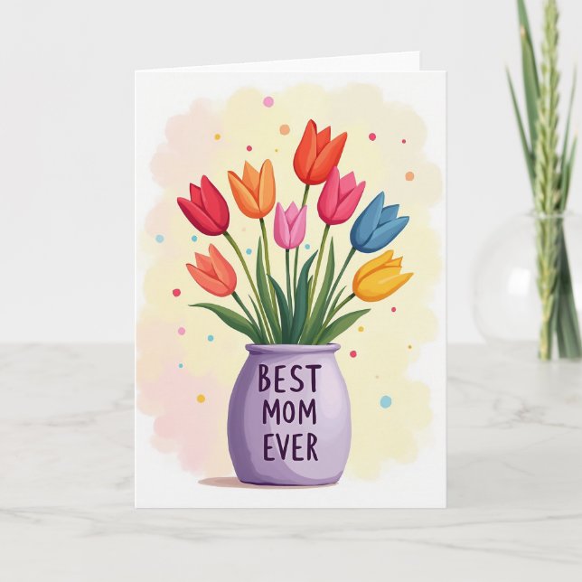 Sweetest Mom Spring Bouquet Card (Front)