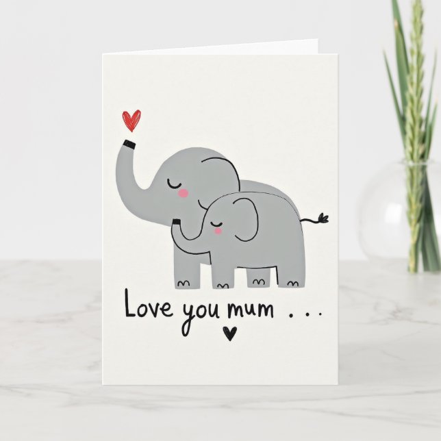 Sweetest Mum Elephant Art Card (Front)