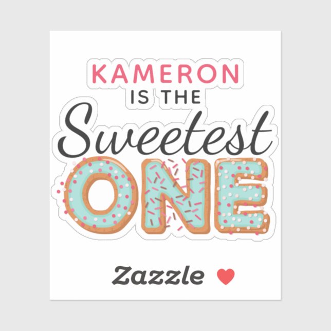 SWEETEST ONE Blue Donuts Birthday Name Scrapbook Sticker (Sheet)