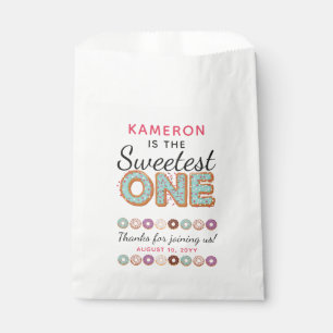 SWEETEST ONE Blue Iced Donuts Baby First Birthday Favor Bag