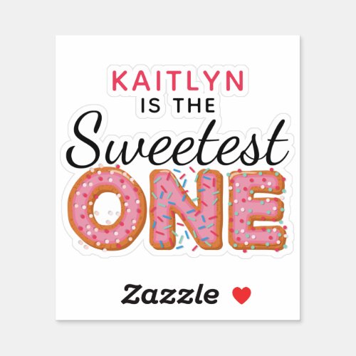 SWEETEST ONE Pink Donuts Birthday Name Scrapbook Sticker