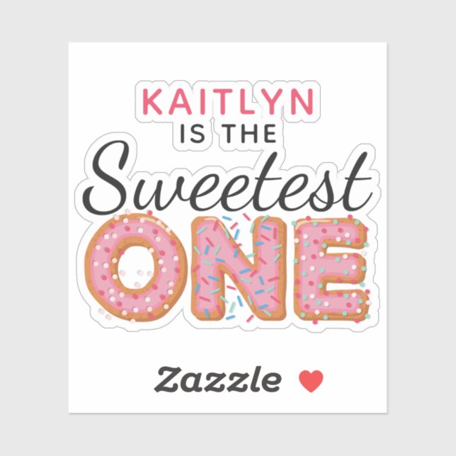 SWEETEST ONE Pink Donuts Birthday Name Scrapbook Sticker (Sheet)