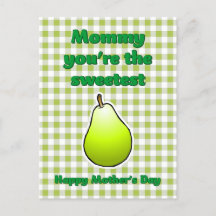 Sweetest Pear Mothers Day Postcard