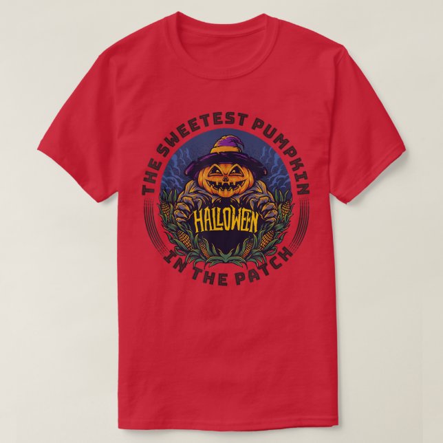 Sweetest Pumpkin in the Patch Funny Jack-O-Lantern T-Shirt (Design Front)