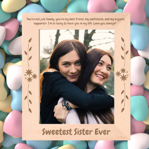 Sweetest Sister Ever Valentines Gift Wooden Engraved Frames