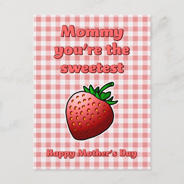 Sweetest Strawberry Mothers Day Postcard (Front)