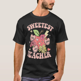 Sweetest Teacher Funny Valentines Day Retro Teache T-Shirt