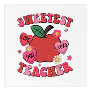Sweetest Teacher Valentines Day Hearts Acrylic Print