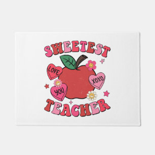 Sweetest Teacher Valentines Day Hearts Doormat