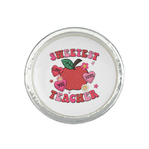 Sweetest Teacher Valentines Day Hearts Ring