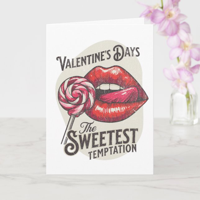 Sweetest Temptation Vintage Lip Art Card (Orchid)