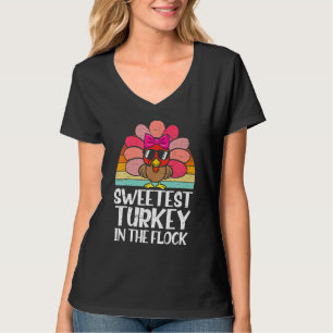 Sweetest Turkey In The Flock Toddler Girl Thanksgi T-Shirt