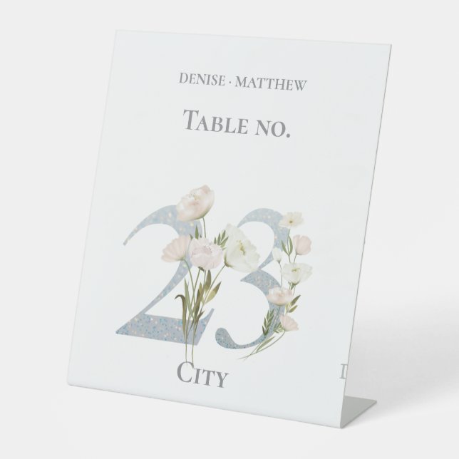 Sweetest White Floral Table Number Table Tent Sign (Front)