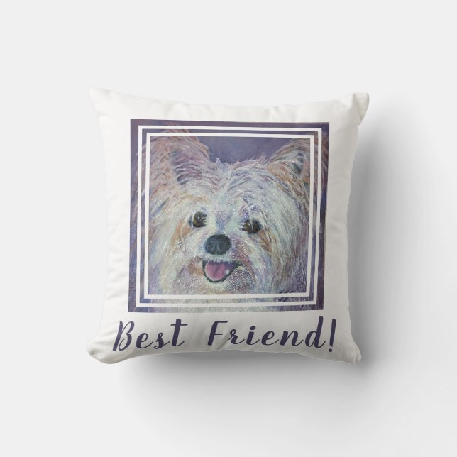 Sweetest White Yorkie Throw Pillow (Front)