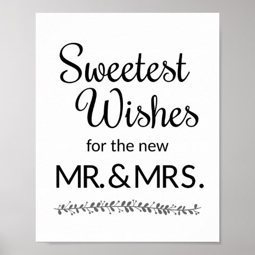 Sweetest Wishes New Mr and Mrs Wedding Sign