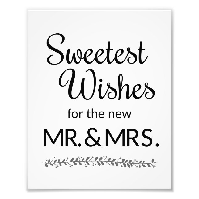 Sweetest Wishes New Mr and Mrs Wedding Sign (Front)