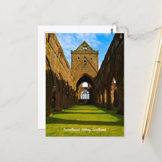 Sweetheart Abbey, Scotland Postcard (Front/Back In Situ)