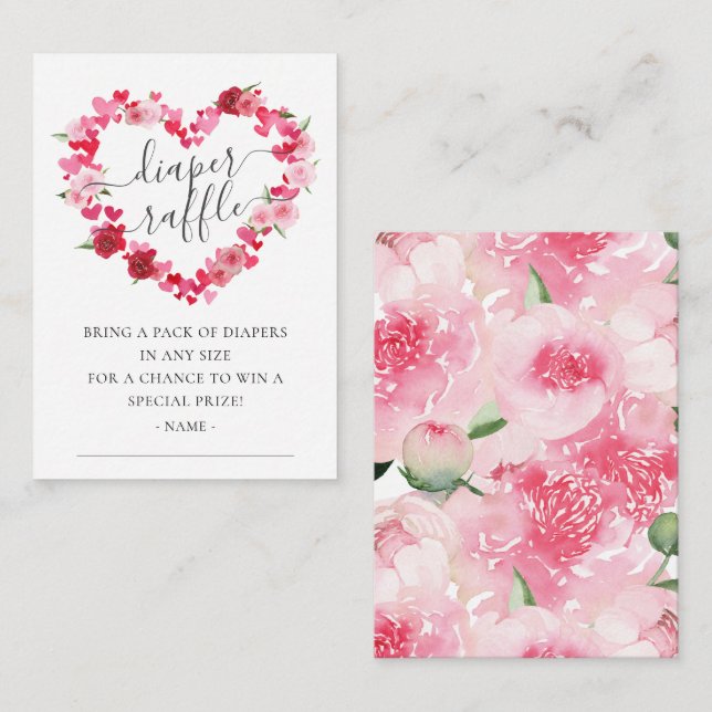 Sweetheart Baby Shower Diaper Raffle Enclosure Card (Front/Back)